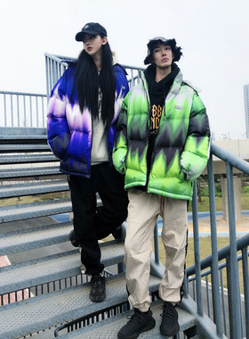 FunkyStyle原创街头美式嘻哈街舞宽松扎染加厚面包服男女棉衣棉服