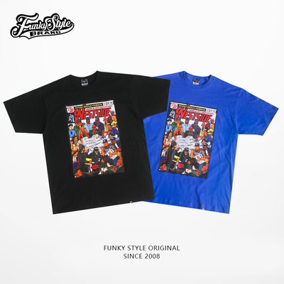 FunkyStyle夏潮牌街头嘻哈短袖漫画元素街舞服男女T恤半袖百搭INS