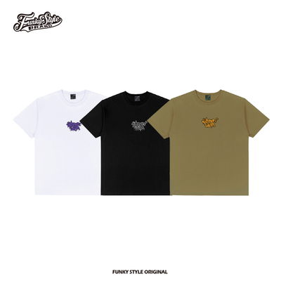 FUNKYSTYLE原创bboy美式涂鸦街头hiphop宽松纯棉短袖T恤男女上衣