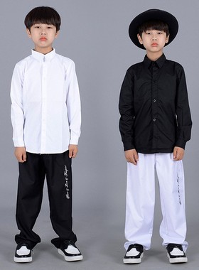 PoppingLocking机械舞嘻哈街舞演出公演长袖少儿儿童成人衬衫衬衣