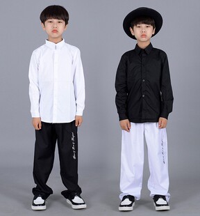PoppingLocking机械舞嘻哈街舞演出公演长袖少儿儿童成人衬衫衬衣