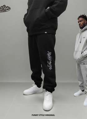 FUNKYSTYLE奇卡诺西海岸风刺青纹身师男女同款嘻哈加绒卫裤运动裤