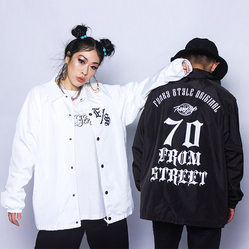 FunkyStyle街头嘻哈风宽松百搭教练夹克男女休闲防风外套国潮秋冬
