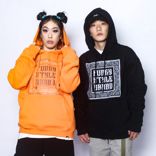 FunkyStyle国潮嘻哈街舞秋冬加绒连帽衫popping男女百搭卫衣宽松