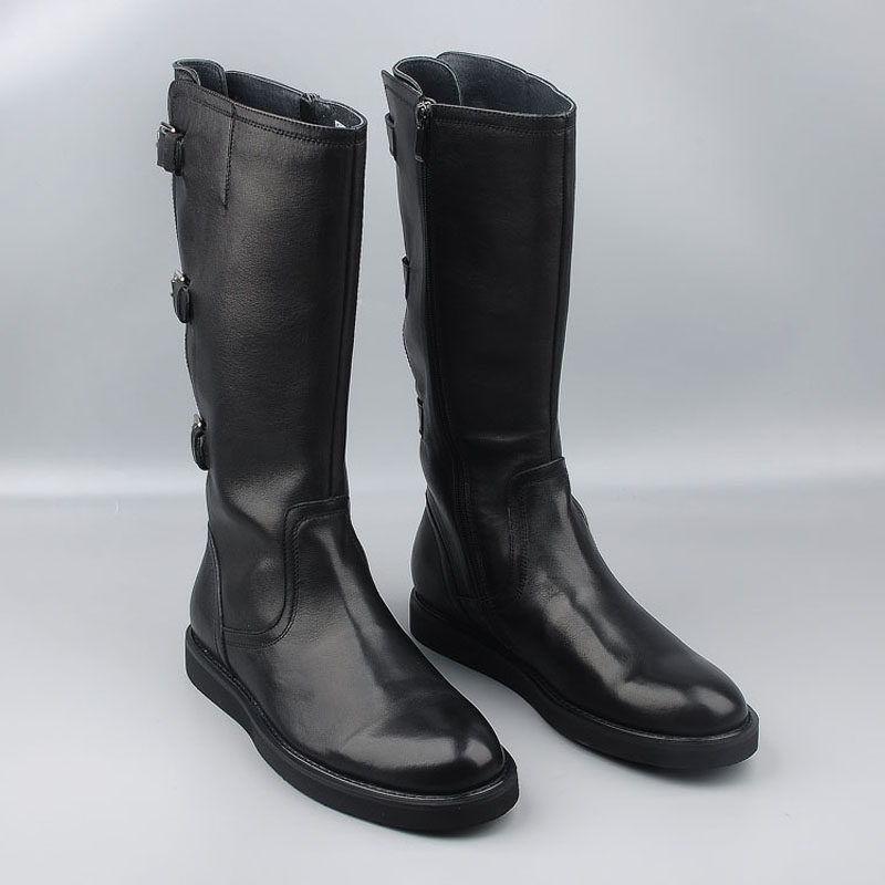 新品男士马靴男靴子高筒真皮休闲潮靴头层牛皮长筒靴骑士皮靴