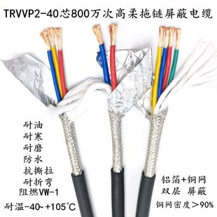 1.5平方雕刻机电缆 TRVVP高柔性拖链屏蔽电缆2 4芯0.3 0.5 0.75