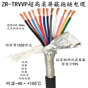 0.3 16芯 0.75耐油信号线 0.5 超高柔屏蔽拖链电缆TRVVP7