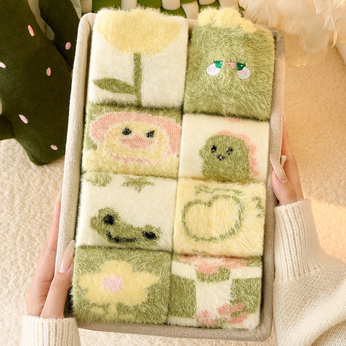 冬季水貂绒厚袜子女保暖睡眠袜