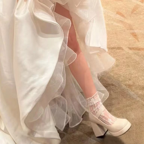 白色蕾丝袜子女结婚配玛丽珍丝袜