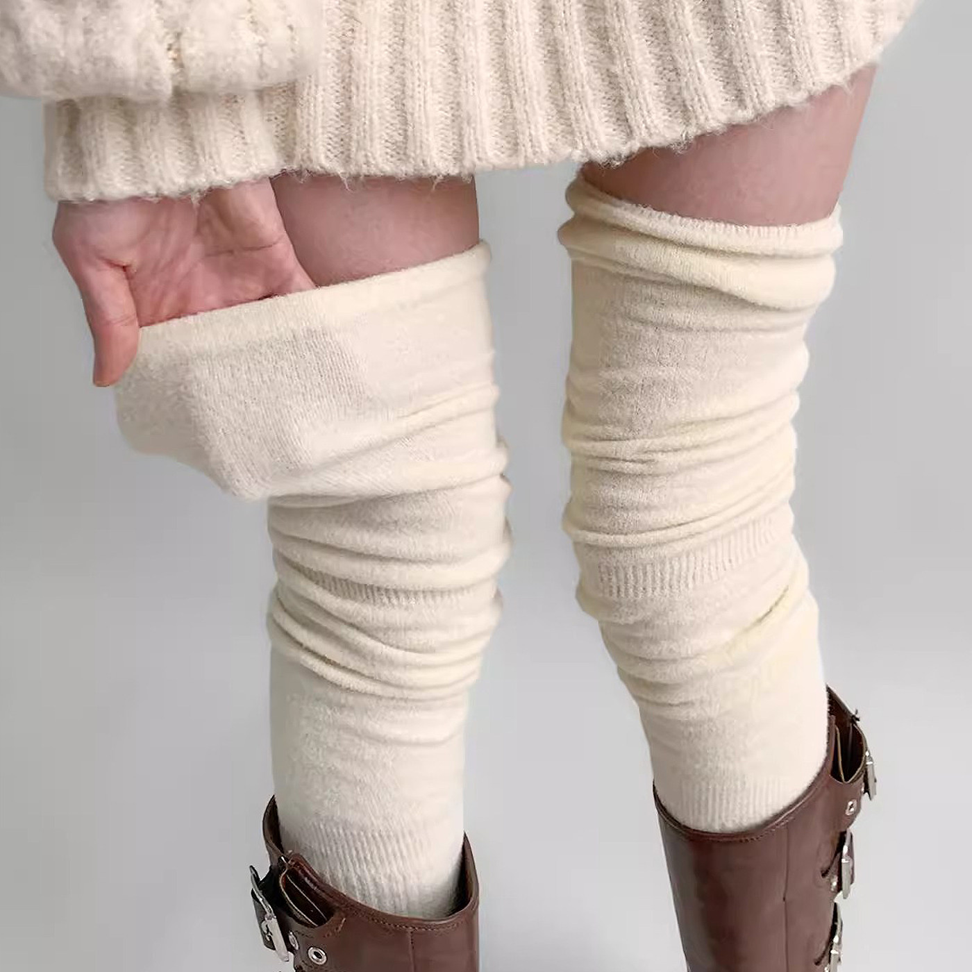 珊瑚绒过膝袜子女春夏长筒加绒加厚保暖袜套卷边护膝配靴子堆堆袜,女士内衣/男士内衣/家居服,长筒袜,淘宝优惠券,粉丝福利购,淘宝优惠卷