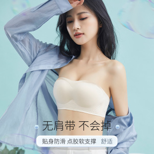无钢圈文胸 无肩带内衣薄款 抹胸式 防滑内衣无痕一片式 胸罩女夏季
