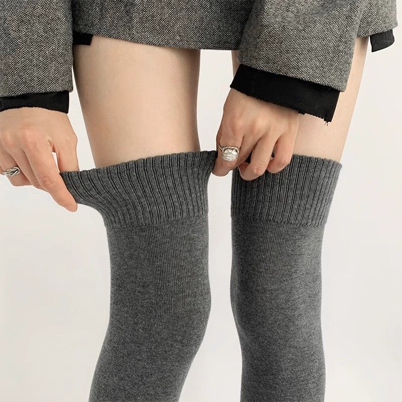 灰色过膝长筒袜子女秋冬纯棉保暖加绒加厚护膝腿套毛圈显瘦大腿袜,女士内衣/男士内衣/家居服,长筒袜,淘宝优惠券,粉丝福利购,淘宝优惠卷