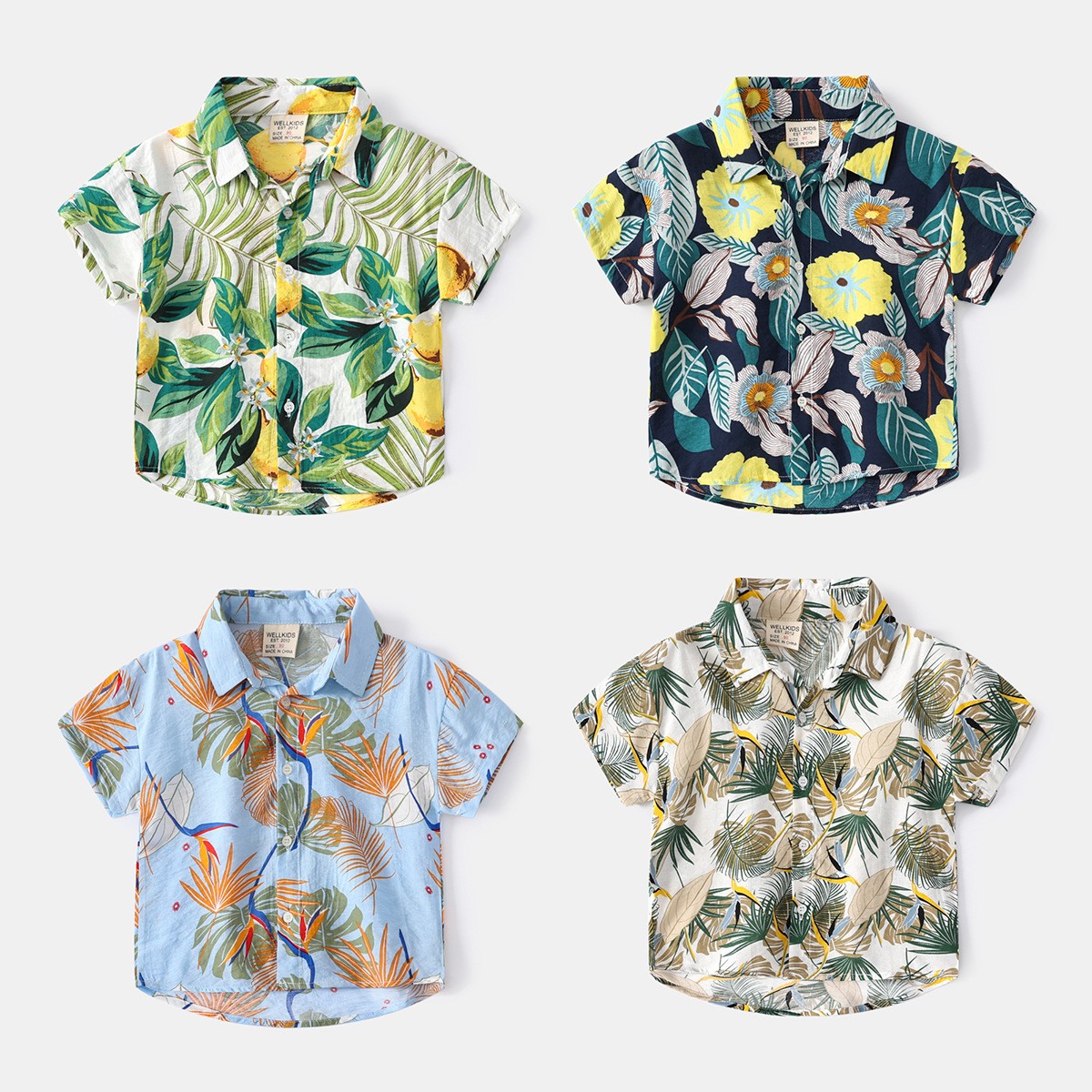 儿童夏季夏威夷风短袖衬衫