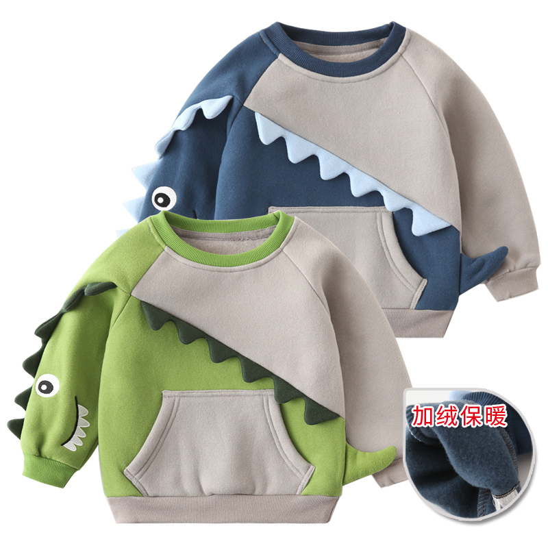 男童春秋款薄绒卡通卫衣