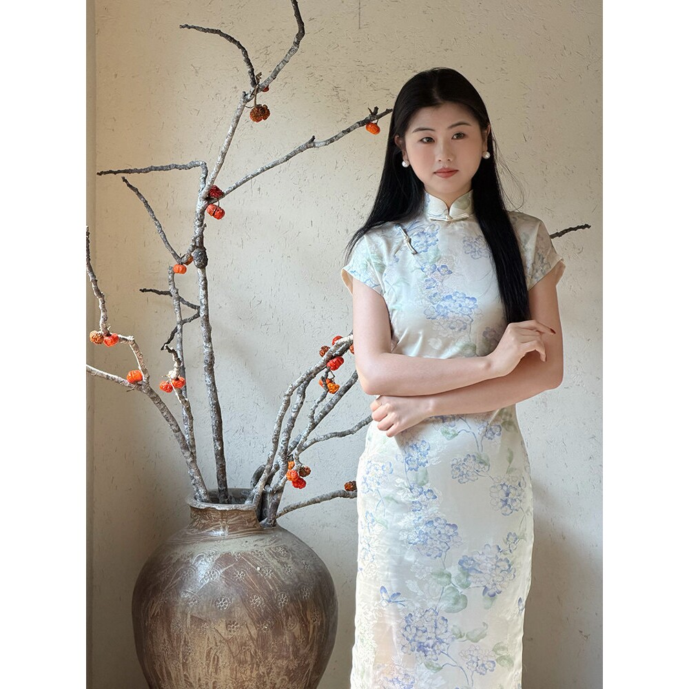 织造局新中式《花海》复古国风新中式改良旗袍日常可穿连衣裙女春