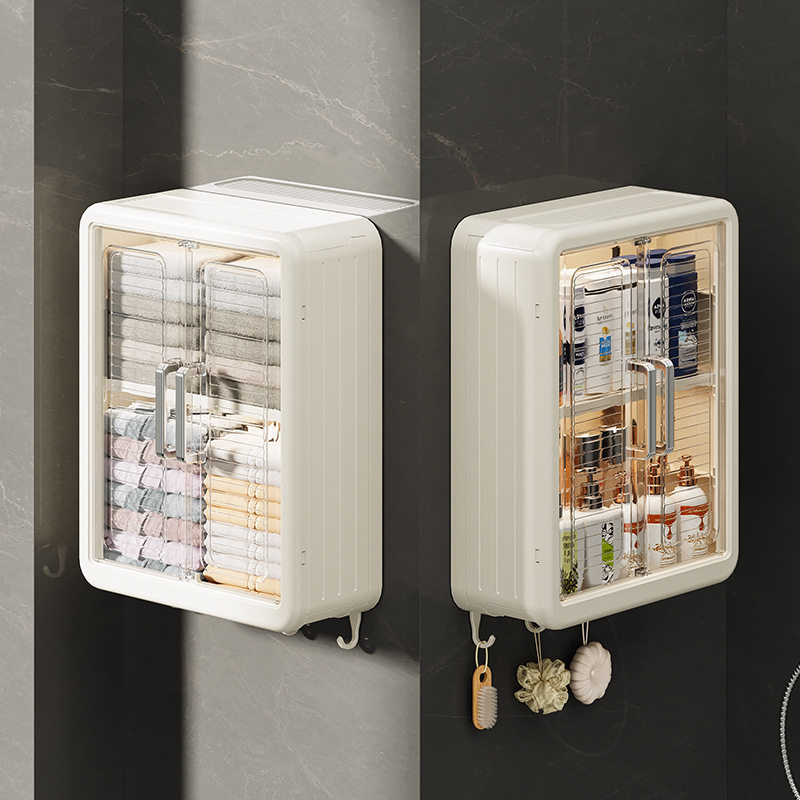 德国进口浴室轻奢壁挂式化妆品收纳盒免打孔储物柜多功能挂墙塑料