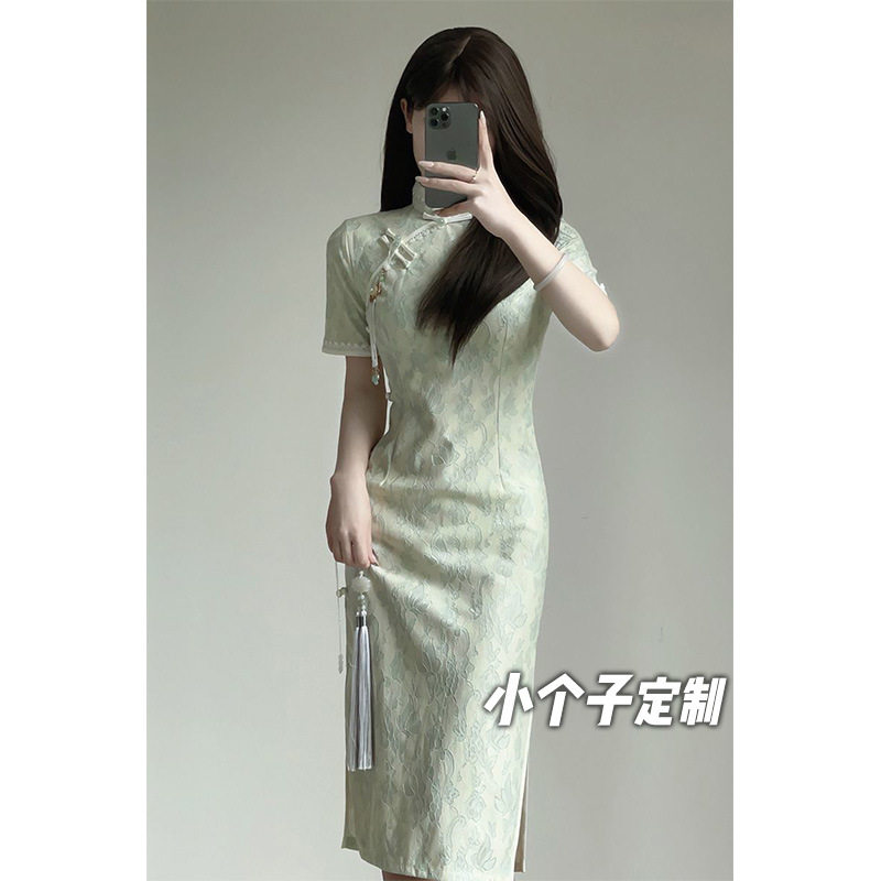 织造局145小矮个子改良旗袍女收腰包臀修身中长款新中式连衣裙xs