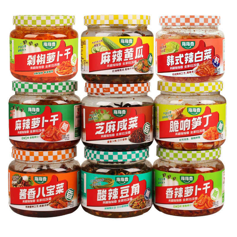 指指香萝卜干香辣下饭菜4/8桶装麻辣黄瓜豆角芝麻咸菜即食小酱菜