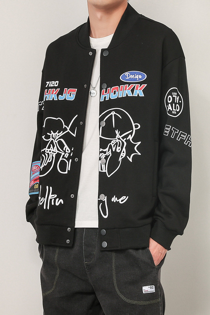 2021春秋季新款日系白墙宽松大码个性印花棒球服夹克外套043,男装卫衣,星座914-3