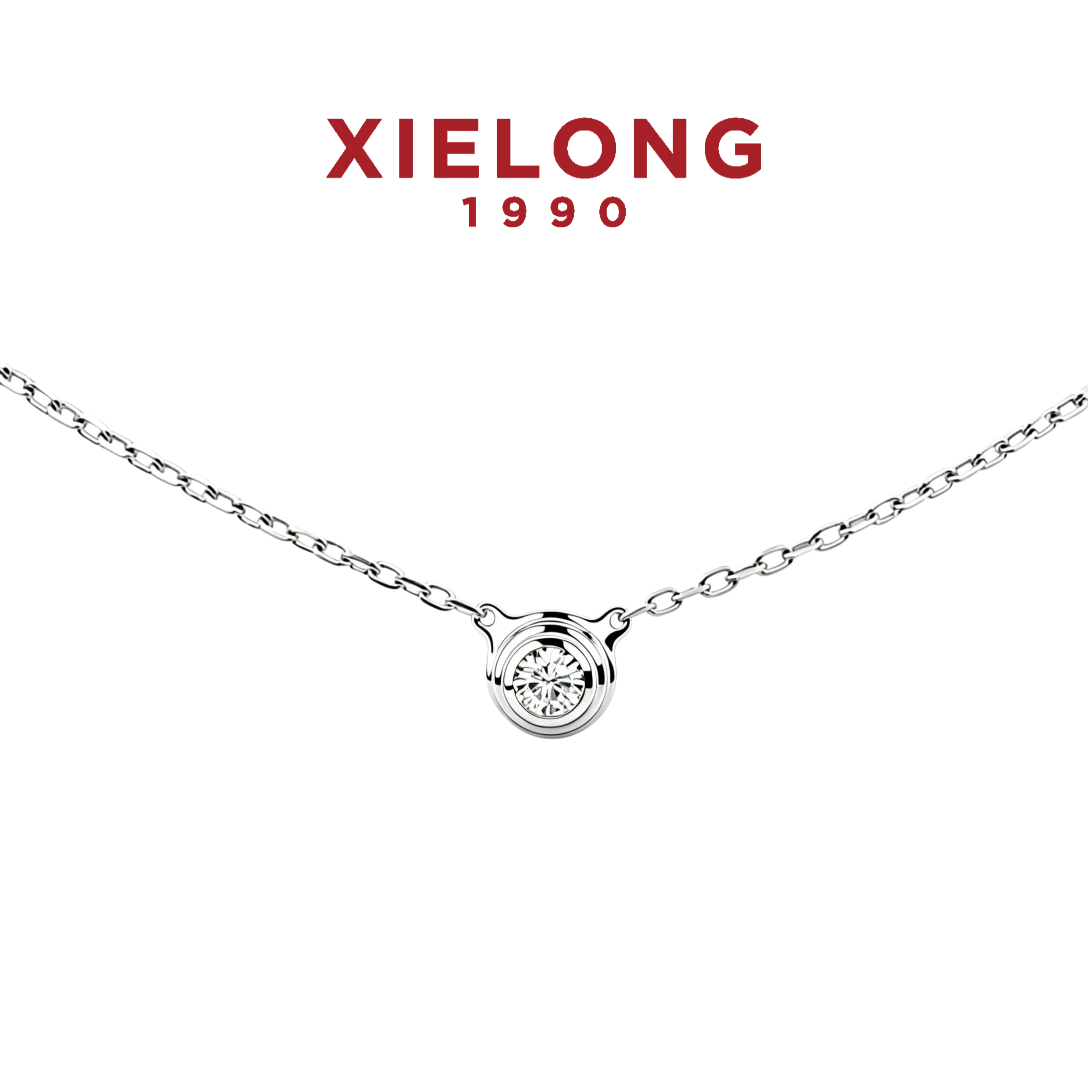 XIELONG/协隆 PT900铂金天然21分钻石项链单钻锁骨链简约女款