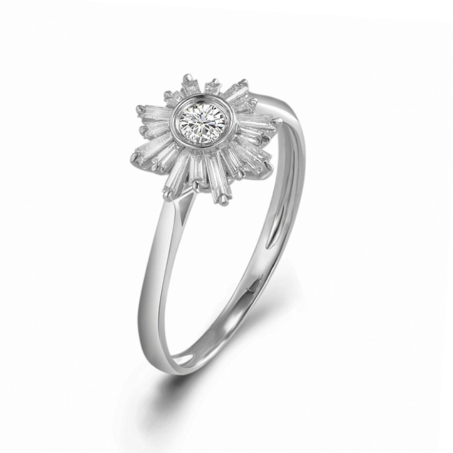 协隆珠宝 41分天然钻石太阳花戒指女钻戒小众修饰款