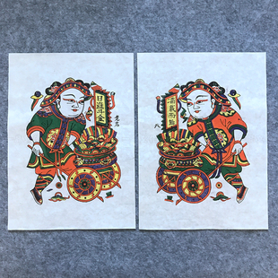 正宗纯手工木版年画柴王推车朱仙镇老年画非遗传统年画收藏礼品