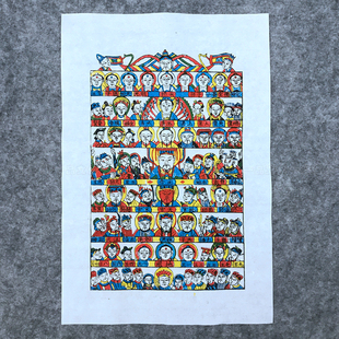 正宗武强手工木版年画全神仙图非遗传统纯手工套印老年画天官图