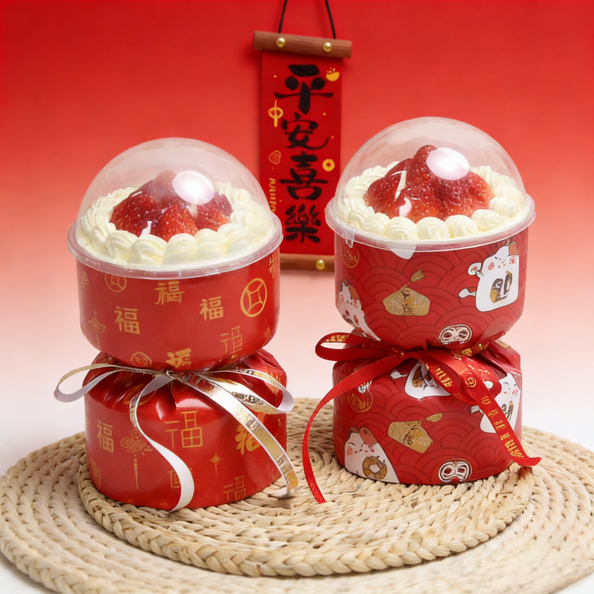 新年蛋糕花束成品花壳空包装 草莓蛋糕花束慕斯杯平安夜甜蜜礼物,节庆用品/礼品,蛋糕/烘焙装饰用品,淘宝优惠券,粉丝福利购,淘宝优惠卷