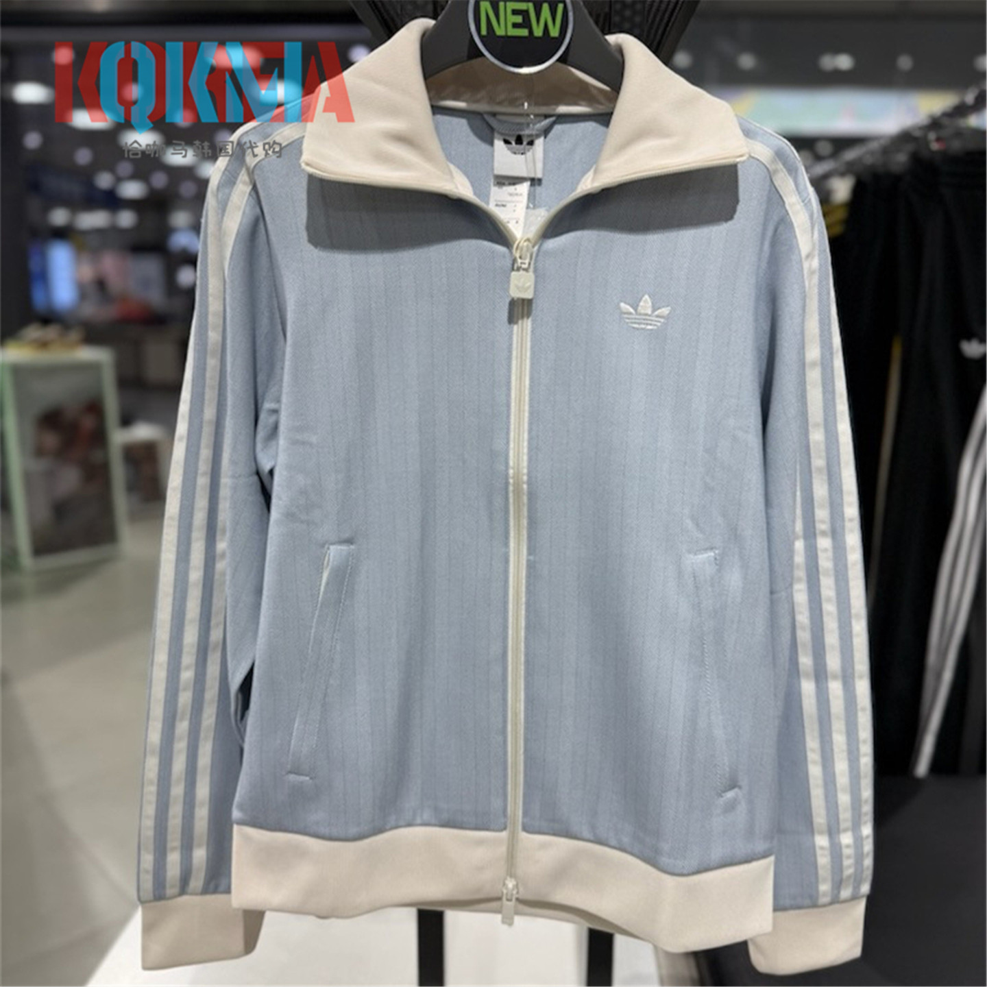 阿迪达斯Adidas三叶草女子婴儿蓝复古休闲运动夹克外套KX1867 68