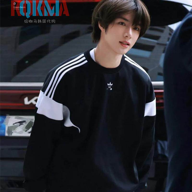 阿迪达斯Adidas三叶草男女美式复古休闲运动圆领套头衫卫衣HN6117