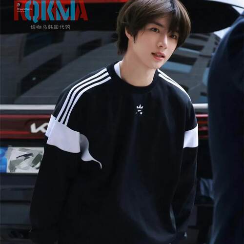 Adidas男女美式复古套头衫卫衣