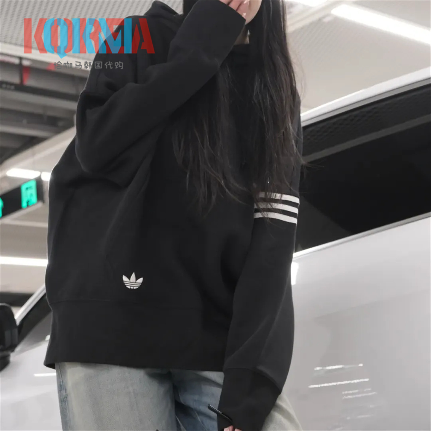 阿迪达斯复古休闲运动连帽衫卫衣