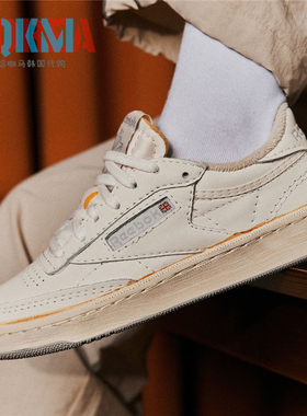 Reebok锐步Club C 85男女经典复古做旧休闲运动板鞋小白鞋 GX8769