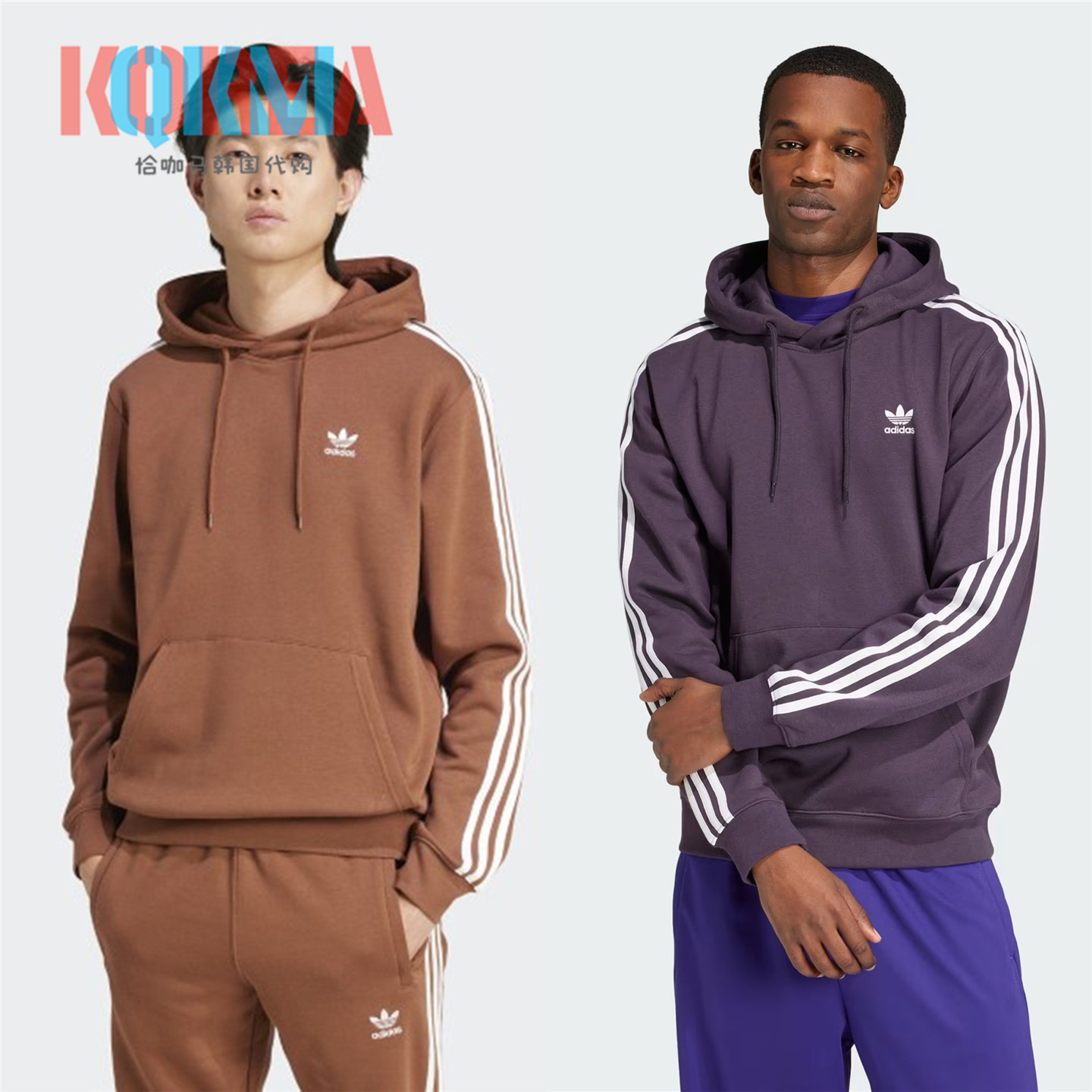 阿迪达斯Adidas三叶草男女美式复古休闲运动加绒连帽衫卫衣IZ2346