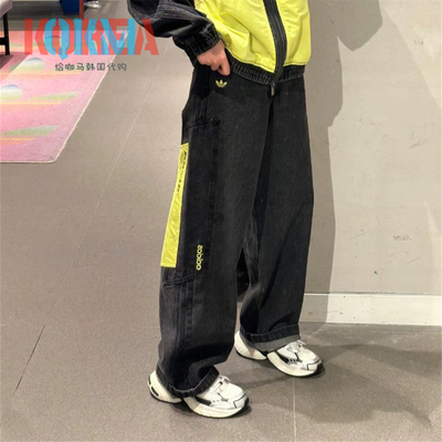 三叶草复古摩托休闲运动牛仔裤