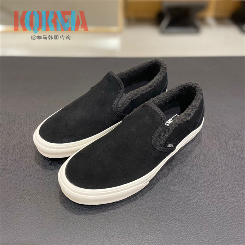 Vans范斯Slip On男女复古休闲运动加绒懒人一脚蹬板鞋VN000CT5BLA