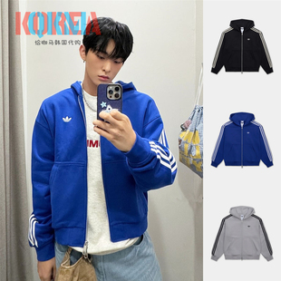 阿迪达斯Adidas三叶草男女美式复古休闲运动连帽卫衣外套 KC9315