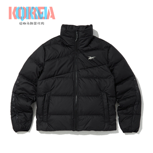 Reebok锐步冬季保暖男女复古休闲运动立领加厚鸭绒面包服羽绒服
