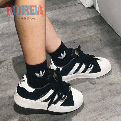 阿迪达斯男女贝壳头厚底运动板鞋