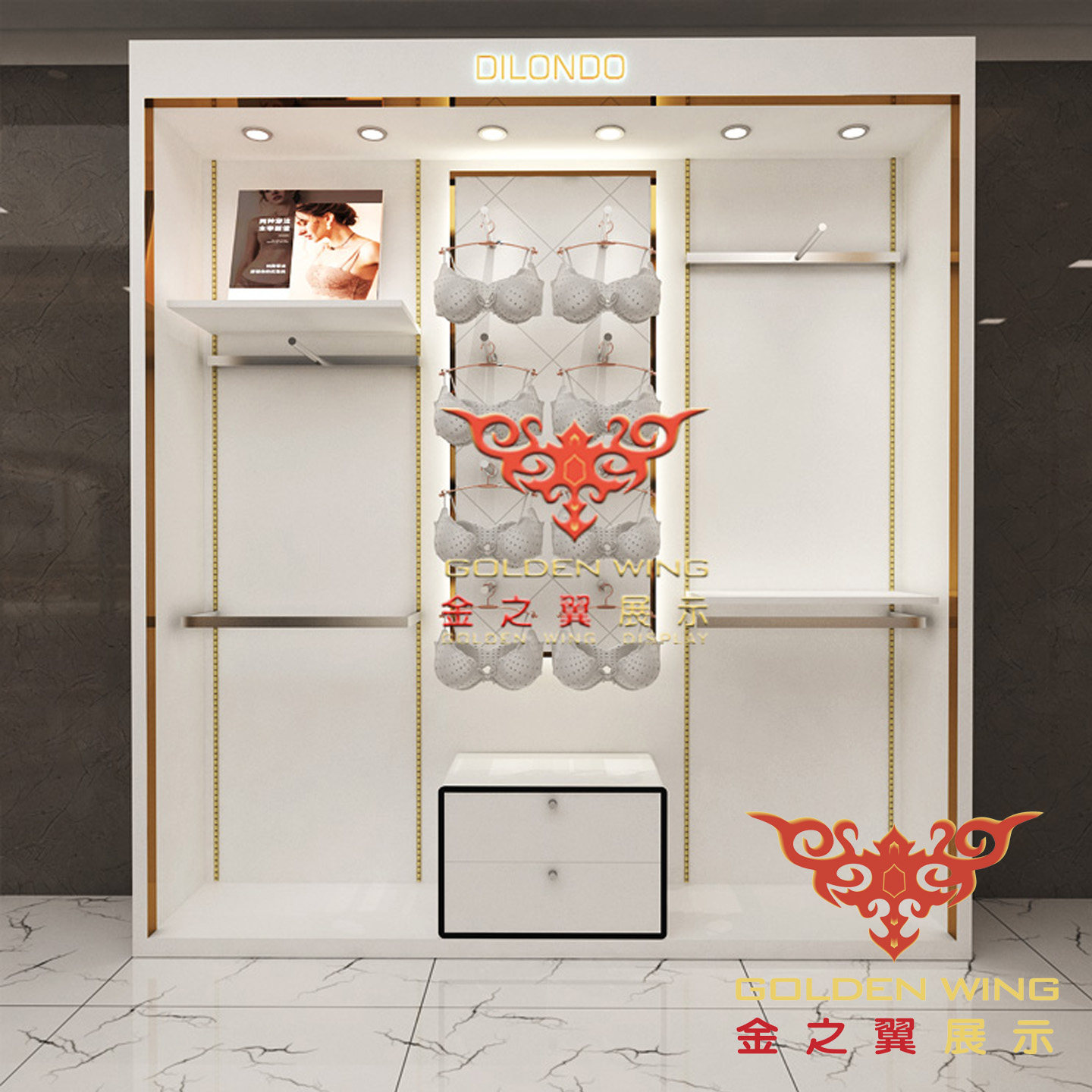 简约睡衣内衣店高柜展示架内衣架内裤展示柜文胸架子中岛定制
