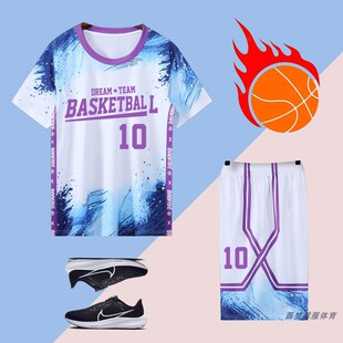 篮球服女套装假两件短袖女童球服女生班级比赛训练服运动t恤定制