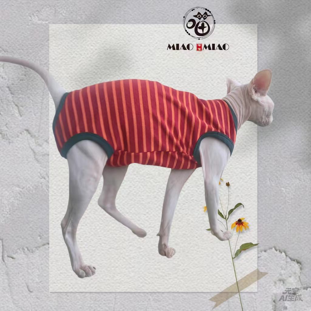 猫咪衣服无毛猫德文衣服春秋纯棉猫宠物服装/雨衣（新