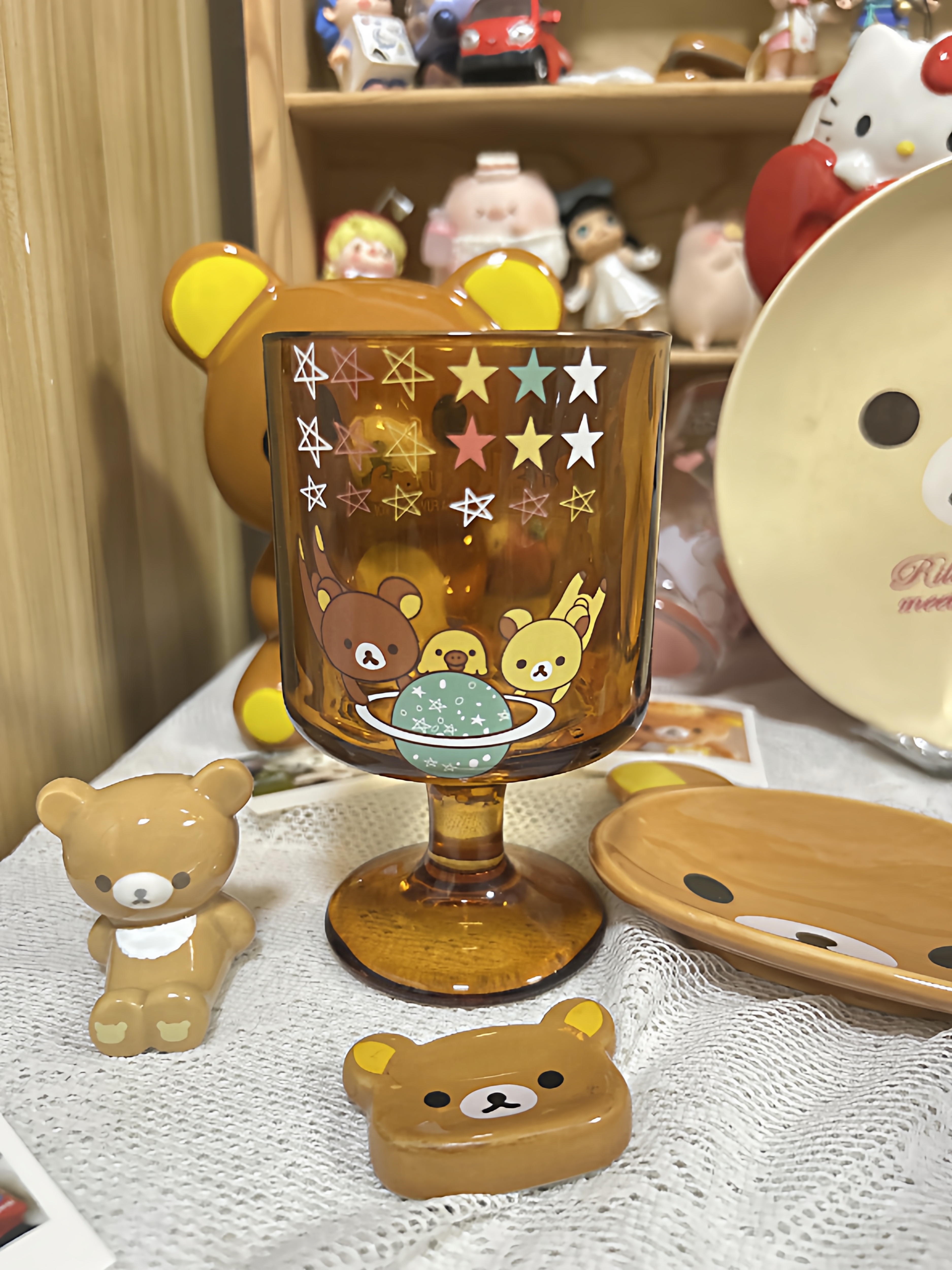 日式轻松熊卡通可玻璃杯酸奶杯香薰杯