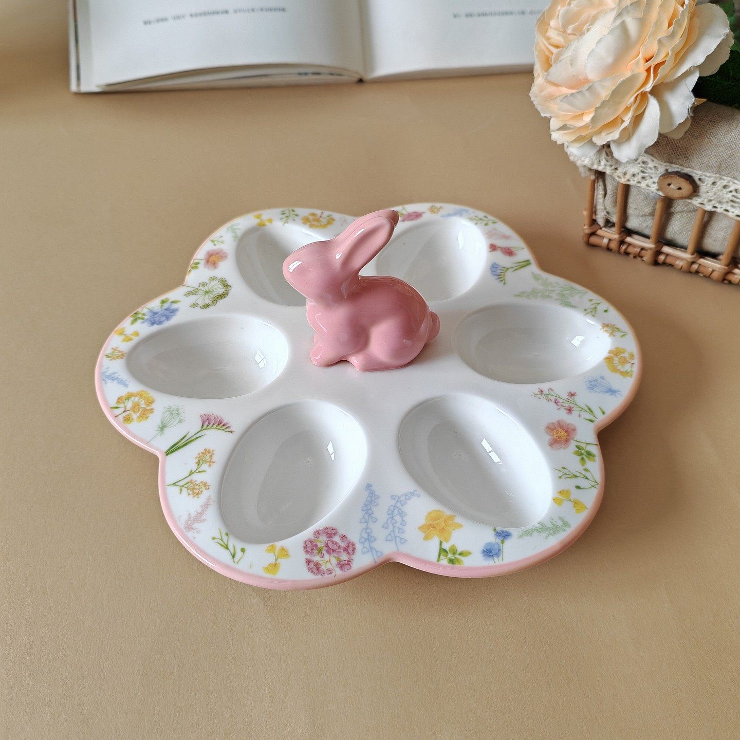 埃兰迪尔欧式乡村风陶瓷餐具火锅丸子盘点心摆盘可爱兔子鸡蛋托盘