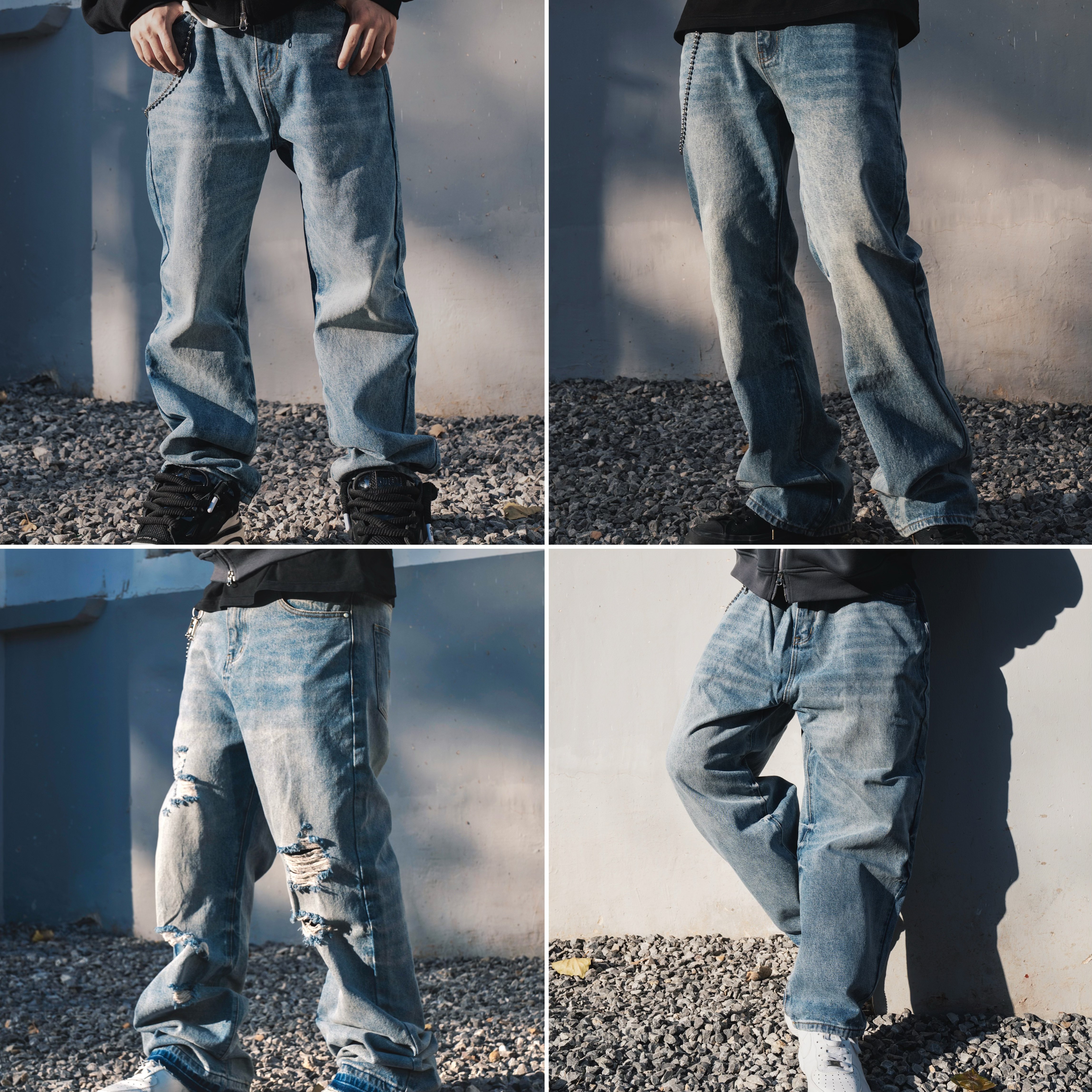 STA基础系列水洗猫须黑色蓝色休闲宽松直筒微喇阔腿微锥牛仔长裤,男装,休闲裤,淘宝优惠券,粉丝福利购,淘宝优惠卷