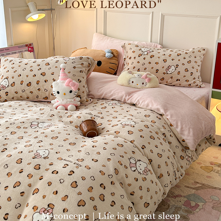 月光集【BAOBAO】牛奶绒四件套可爱印花双面绒保暖套件被套床盖