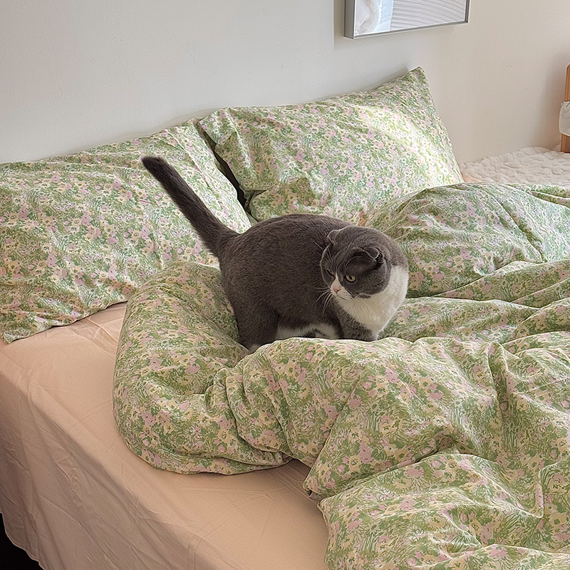 月光集【春辰】春夏绿碎花清新全棉斜纹棉四件套纯棉ins韩系床品