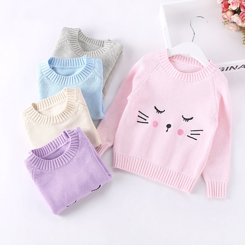 女童套头全棉毛衣线衫儿童装圆领针织宝宝打底衫女孩子外套毛线衫
