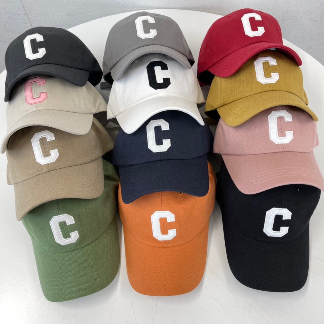 2024韩国东大门代购ins风复古字母C棒球帽鸭舌帽休闲帽显脸小百搭