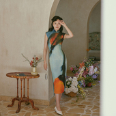 棉绸旗袍 茉茉春夏 复古浓郁日常港式 有省半开襟中款 西西里 小连袖